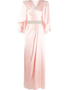 Jenny Packham robe longue à cape superposée - Rose