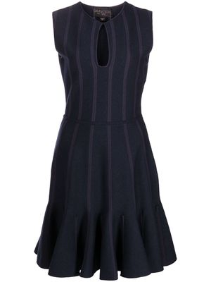 Giambattista Valli robe évasée à rayures verticales - Bleu