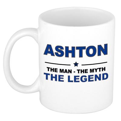 Ashton cadeau mok - man myth legend - naam koffiemok / beker - wit en blauw - 300 ml Ashton cadeau mok - man myth legend - naam koffiemok / beker - wit en blauw - 300 ml