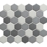 Tegelsample: The Mosaic Factory London hexagon mozaïek tegels 28x33 donkergrijs mix