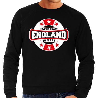 Have fear England is here / Engeland supporter sweater zwart voor heren Have fear England is here / Engeland supporter sweater zwart voor heren