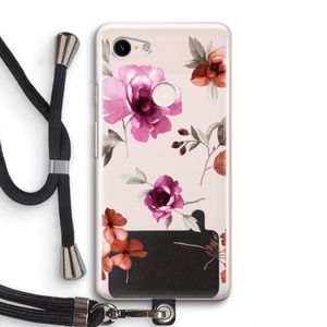 Geschilderde bloemen: Pixel 3 Transparant Hoesje met koord
