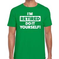 Pensioen thema cadeau I am retired do it yourself! t-shirt -groen - voor heren - afscheid cadeau