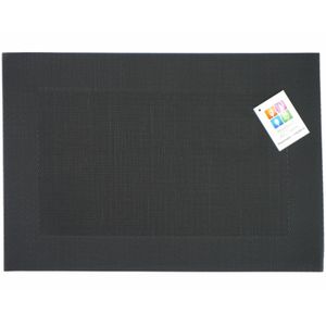 Placemats Hampton - 1x - zwart - PVC - 30 x 45 cm