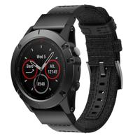 Canvas en lederen polsband horlogeband voor Garmin Fenix5x plus Fenix3 polsband maat: 150 + 110mm (zwart)