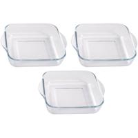 Cosy & Trendy Ovenschaal van glas - 3x - 22x22x5 cm - 1,8 L - braadslede