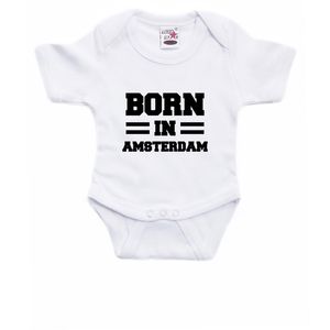 Born in Amsterdam cadeau baby rompertje wit jongen/meisje