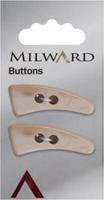 Milward Langwerpige Knoop met Bogen Wit/Beige 22mm (2 stuks)