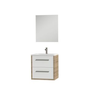 Tiger Boston badmeubelset incl spiegel en witte wastafel 60cm chalet eiken