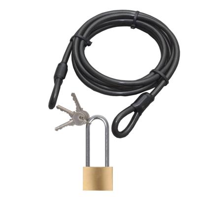 Staalkabel met 40 mm hoog hangslot - 10m x 12mm kabel - geplastificeerd - kabelslot met 3 sleutels