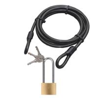 Staalkabel met 40 mm hoog hangslot - 10m x 12mm kabel - geplastificeerd - kabelslot met 3 sleutels