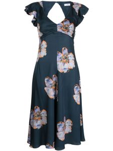 PS Paul Smith robe fleurie à col v - Bleu