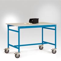 Manuflex LB4068.5012 ESD ESD-bijzettafel basismobiel met melamine tafelblad in licht blauw RAL 5012, bxdxh: 1500 x 800 x 853 mm Lichtblauw (RAL 5012)