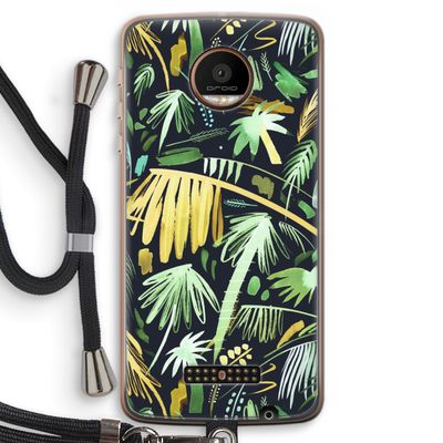 Tropical Palms Dark: Motorola Moto Z Force Transparant Hoesje met koord