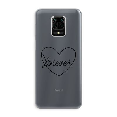 Forever heart black: Xiaomi Redmi Note 9 Pro Transparant Hoesje