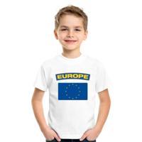 Supporters kleding - t-shirt van vlag Europa - wit - voor kinderen - korte mouwen - sport