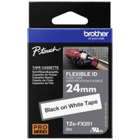 Labeltape flexibel Brother TZe-FX, TZ-FX TZe-FX251 Tapekleur: Wit Tekstkleur:Zwart 24 mm 8 m - thumbnail