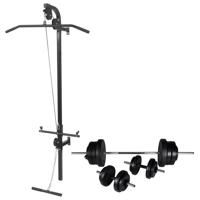Krachttoren voor aan de wand met halterset 60,5 kg Krachttoren voor aan de wand met halterset 60,5 kg