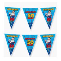 4x 50 Abraham party vlaggenlijnen cartoon 10 m verjaadag versiering
