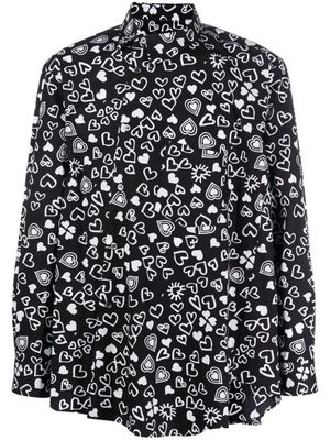 Black Comme Des Garçons chemise à imprimé cœur - Noir