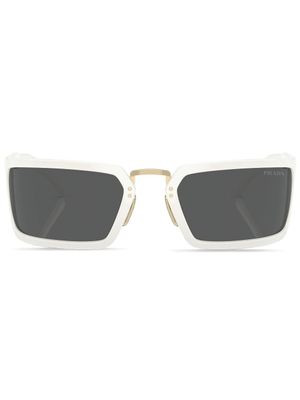 Prada Eyewear lunettes de soleil carrées à logo gravé - Blanc
