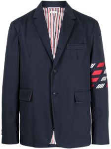 Thom Browne blazer boutonné à détails rayés - Bleu
