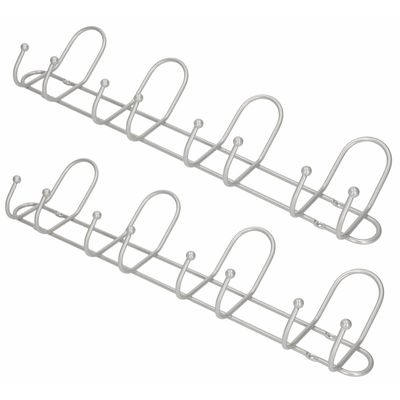2x Luxe kapstokken / jashaken / wandstokken aluminium 4x dubbele haak 13 x 53,5 cm