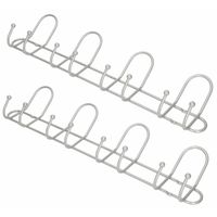 2x Luxe kapstokken / jashaken / wandstokken aluminium 4x dubbele haak 13 x 53,5 cm