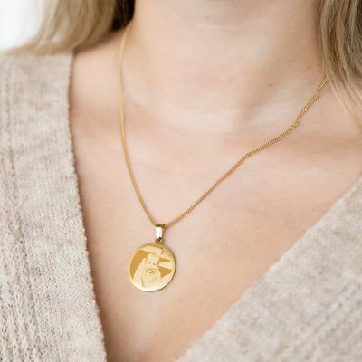 Ronde hanger met foto - goud
