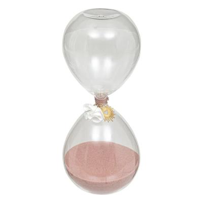 Zandloper cilinder - decoratie of tijdsmeting - 30 minuten - roze zand - D8 x H20 cm - glas