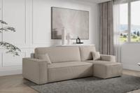 2dekans Hoekbank Karlo Ribstof Beige - Universeel - Slaapbank met opbergruimte [Niet in originele verpakking]