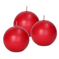 Trend Candles Bolkaars glad - 3x - rood - 8 cm - 25 branduren - ronde kaarsen