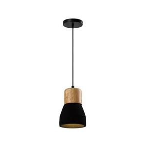 QUVIO Hanglamp langwerpig beton met hout zwart - QUV5144L-BLACK