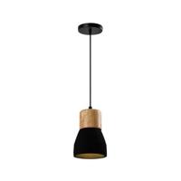 QUVIO Hanglamp langwerpig beton met hout zwart - QUV5144L-BLACK - thumbnail