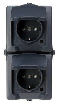 Nautic wandcontactdoos dubbel IP44 2V RA vertic. antraciet