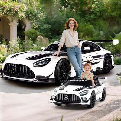 Ride-on-Auto Gelicentieerde Mercedes-AMG GT3 Kinderauto met Afstandsbediening 3 Snelheden Wit