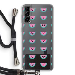 Smiley watermeloenprint: Samsung Galaxy S21 Plus Transparant Hoesje met koord