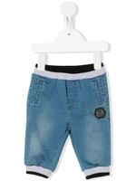 Philipp Plein Junior pantalon Hexagon à plaque logo - Bleu