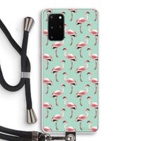 Flamingoprint groen: Samsung Galaxy S20 Plus Transparant Hoesje met koord