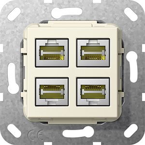 GIRA 4 computeraansluitingen RJ45 CAT 6A gender creme glanzend 569801