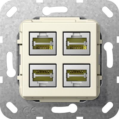 GIRA 4 computeraansluitingen RJ45 CAT 6A gender creme glanzend 569801