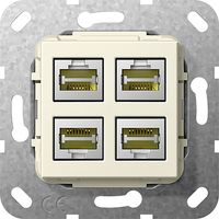 GIRA 4 computeraansluitingen RJ45 CAT 6A gender creme glanzend 569801