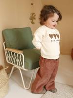 Babybroek van ribfluweel met "luipaard" riem om te knopen terracotta Babybroek van ribfluweel met "luipaard" riem om te knopen terracotta