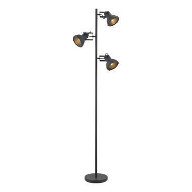 Vloerlamp Riga 3-spot - zwart metaal - 152xØ22 cm - Leen Bakker