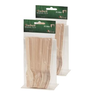 50x houten wegwerp vorken bestek 16 cm bio/eco