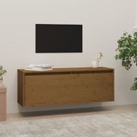 Wandkast 100x30x35 cm massief grenenhout honingbruin