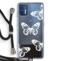 White butterfly: Motorola Moto G9 Plus Transparant Hoesje met koord