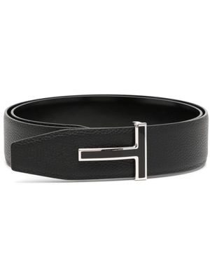 TOM FORD ceinture en cuir à boucle T - Noir