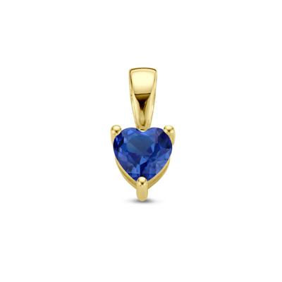 14K Geelgouden Hart Hanger met September Geboortesteen - 9,5mm