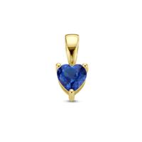 14K Geelgouden Hart Hanger met September Geboortesteen - 9,5mm